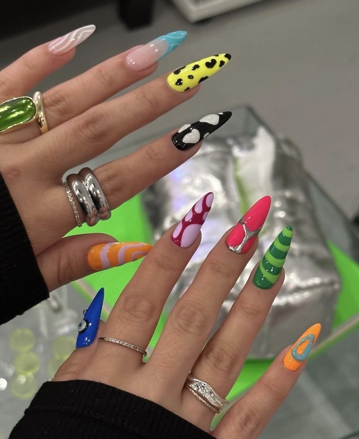 Custom nail art set from a Los Angeles salon